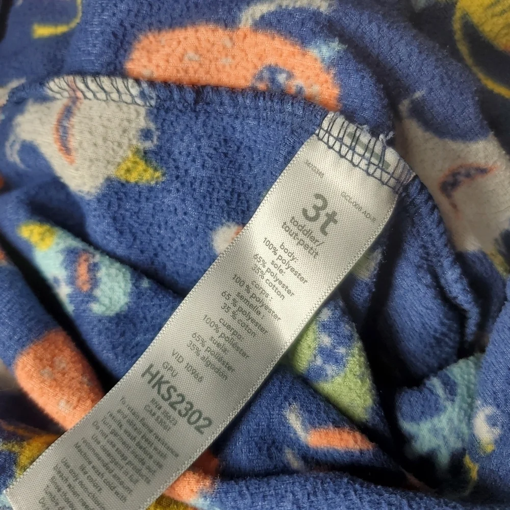 Carter's Blue Orange Green Monster Size 3T Fleece Footed Pajamas PJs EUC